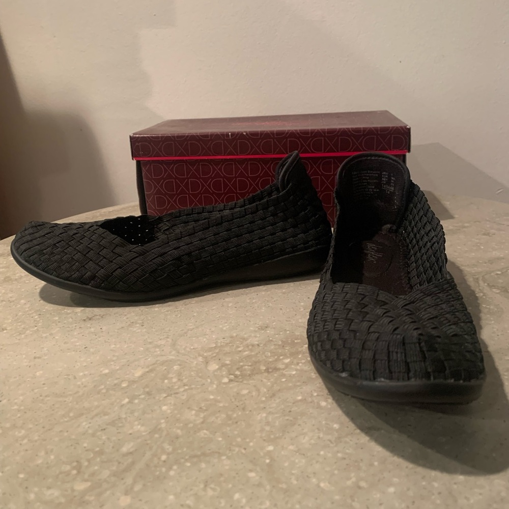 Dexflex Sport | Women’s Black Flats | Woven Memory Foam Comfort